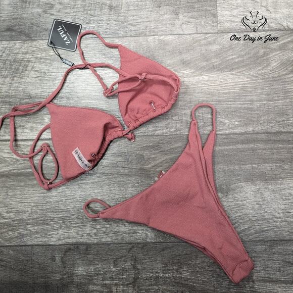 Zaful Textured Triangle Bikini Swimsuit Size 6 - Picture 3 of 3